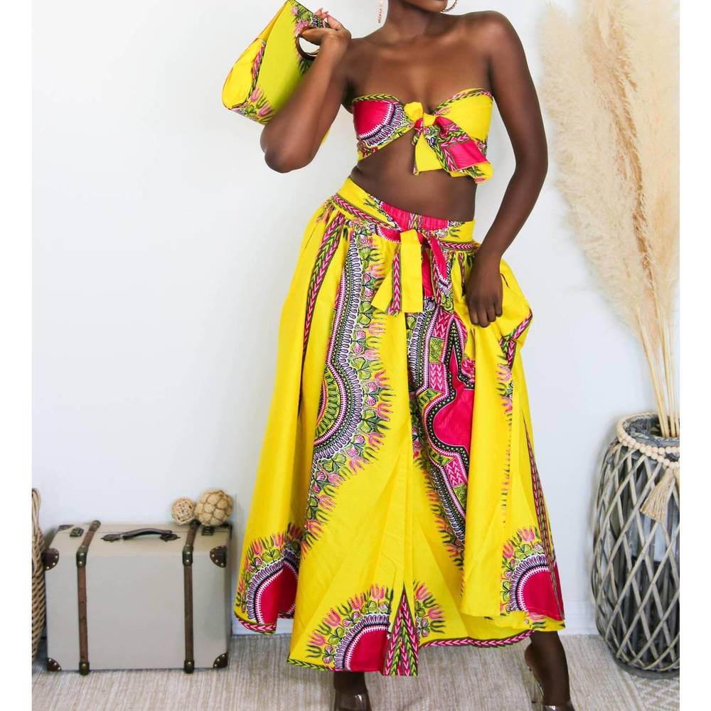 NEW LITTLE SECRET OF MINE african skirt set in yellow